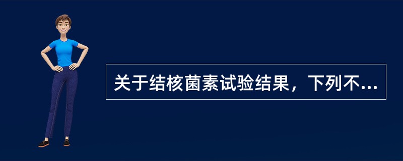 关于结核菌素试验结果，下列不正确的是A、阴性结果可排除结核病B、年龄越小，阳性反