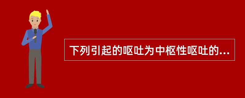 下列引起的呕吐为中枢性呕吐的是A、癫痫持续状态B、胆石症C、急性胰腺炎D、急性胃