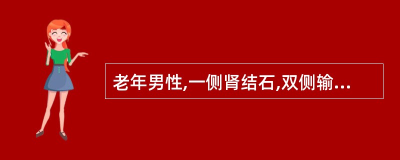 老年男性,一侧肾结石,双侧输尿管上段结石,伴双肾积水,肾功能正常。治疗原则是 (