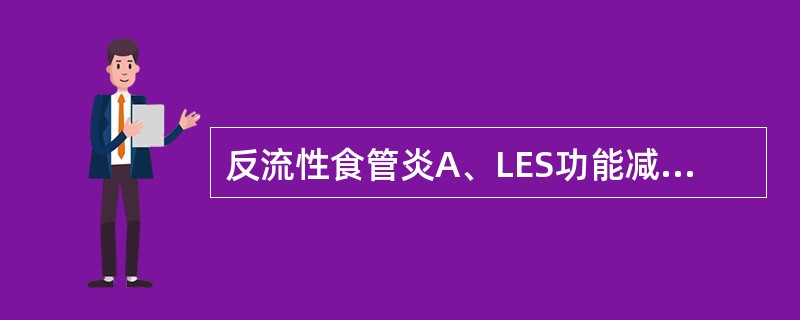 反流性食管炎A、LES功能减弱B、胃酸分泌功能增加C、食管蠕动功能障碍D、膈食管