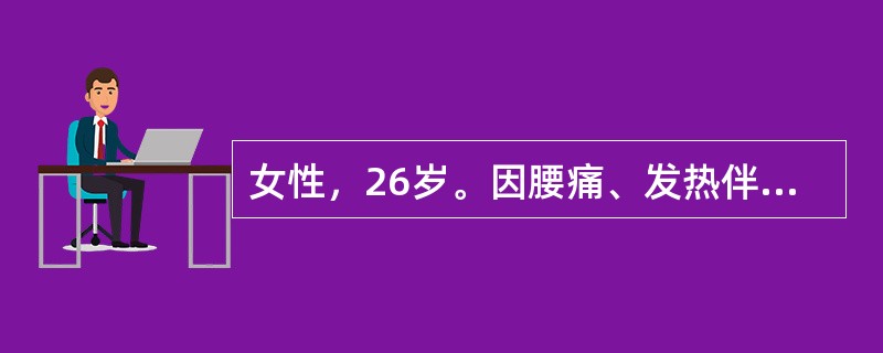 女性，26岁。因腰痛、发热伴尿频、尿痛2天入院，尿常规蛋白（£­），白细胞250