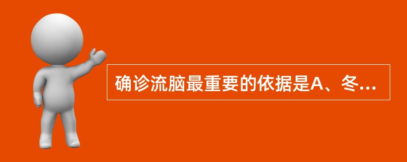 确诊流脑最重要的依据是A、冬春季节发病，有皮疹、脑膜刺激征B、脑脊液呈化脓性改变