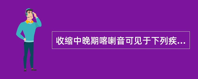 收缩中晚期喀喇音可见于下列疾病的是A、主动脉瓣狭窄B、肺动脉瓣狭窄C、室间隔缺损