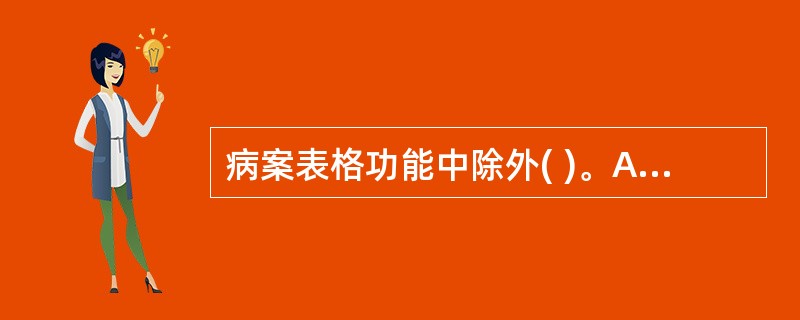 病案表格功能中除外( )。A、转送资料B、审核资料C、记录资料D、收集资料E、检