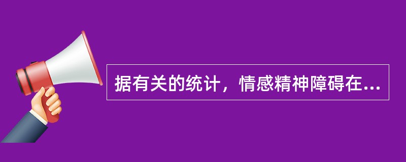 据有关的统计，情感精神障碍在国内的总患病率为A、0.76‰B、10.0‰C、0.