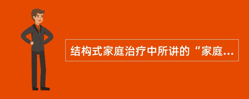 结构式家庭治疗中所讲的“家庭结构”指的是A、家庭中持续起作用的成员间的互动行为模
