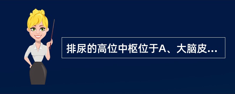 排尿的高位中枢位于A、大脑皮质B、中脑C、小脑D、延髓E、丘脑