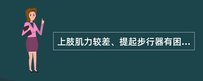 上肢肌力较差、提起步行器有困难者选用