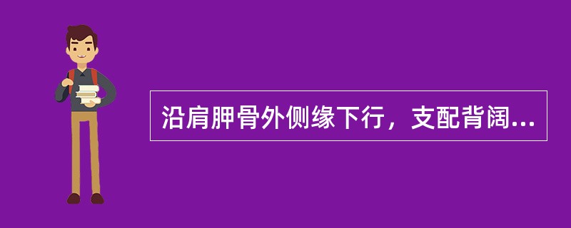 沿肩胛骨外侧缘下行，支配背阔肌的神经是