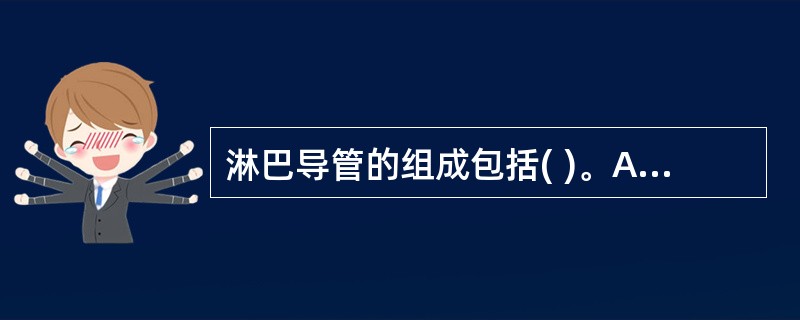 淋巴导管的组成包括( )。A、胸导管和右淋巴导管B、左腰干C、乳糜池D、右腰干E