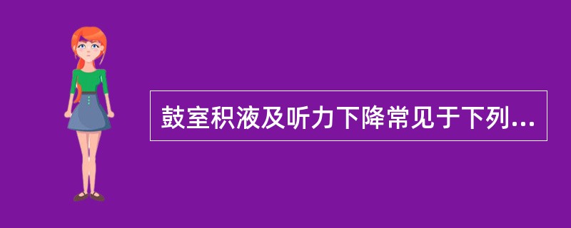 鼓室积液及听力下降常见于下列哪种疾病？( )A、化脓性软骨膜炎B、急性化脓性中耳