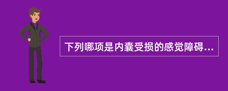 下列哪项是内囊受损的感觉障碍特点？( )A、对侧单肢感觉减退或丧失B、对侧偏身(