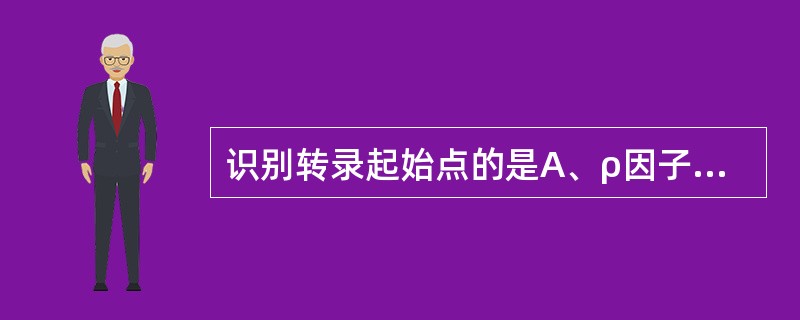 识别转录起始点的是A、ρ因子B、核心酶C、RNA聚合酶的σ因子D、RNA聚合酶的