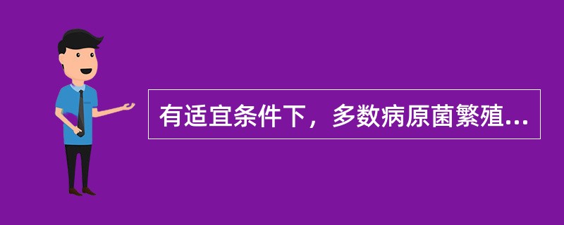 有适宜条件下，多数病原菌繁殖一代所需时间为A、20～30秒B、20～30分钟C、