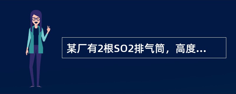 某厂有2根SO2排气筒，高度均为80m，排放速率均为50kg/h，彼此间距100