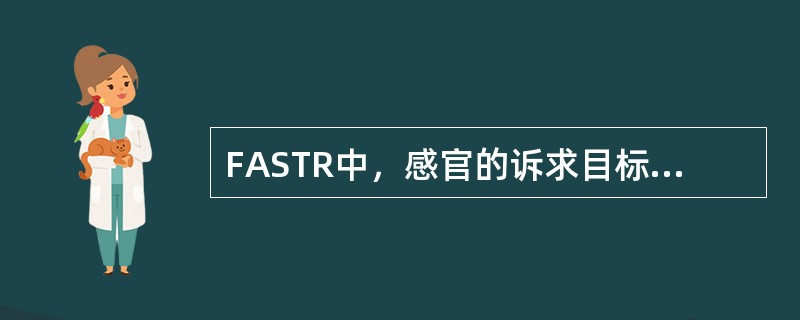 FASTR中，感官的诉求目标是创造知觉体验的感觉，它由视觉、听觉、触觉、味觉与嗅