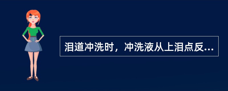 泪道冲洗时，冲洗液从上泪点反流，则其阻塞部位在（）