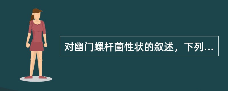 对幽门螺杆菌性状的叙述，下列哪项不正确（）