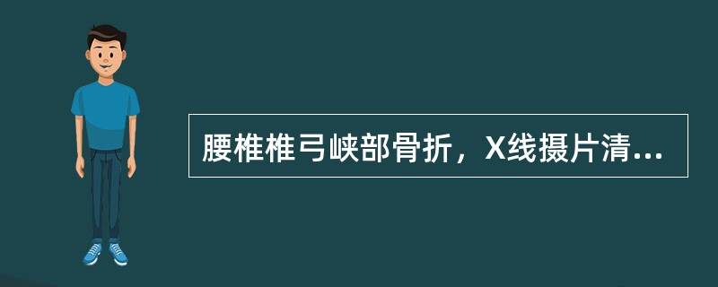 腰椎椎弓峡部骨折，X线摄片清晰显影于（）