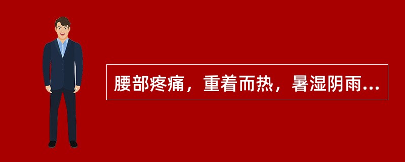 腰部疼痛，重着而热，暑湿阴雨天气症状加重，身体困重，舌苔黄腻，脉濡数或弦数，治宜