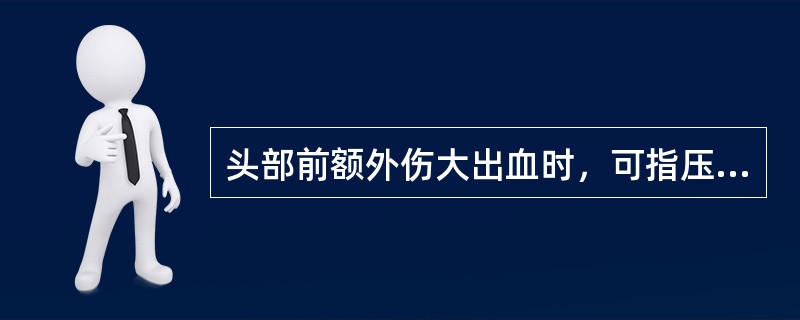 头部前额外伤大出血时，可指压同侧颞浅动脉止血。