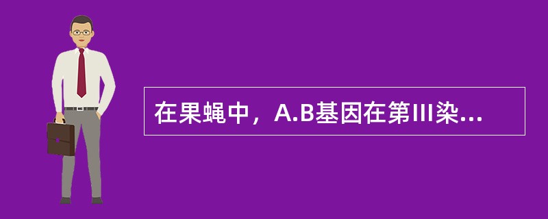 在果蝇中，A.B基因在第Ⅲ染色体上连锁。取基因型AB/ab雄果蝇与ab/ab雌果