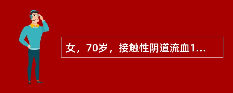 女，70岁，接触性阴道流血12月，既往有慢性支气管炎、心脏病病史，妇检：宫颈重度