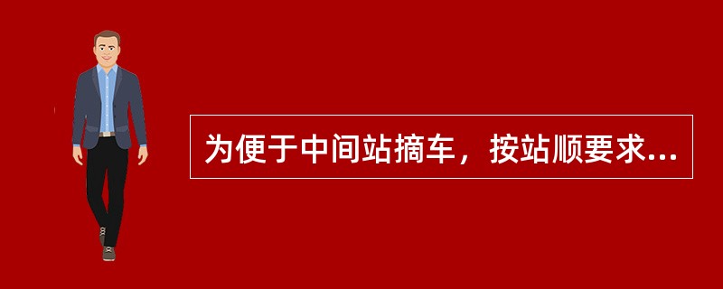 为便于中间站摘车，按站顺要求编组的摘挂列车，第一到站的车组一般要求挂于（）。