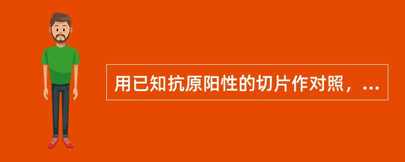 用已知抗原阳性的切片作对照，与待检标本同时进行免疫细胞化学染色，对照片应呈阳性结