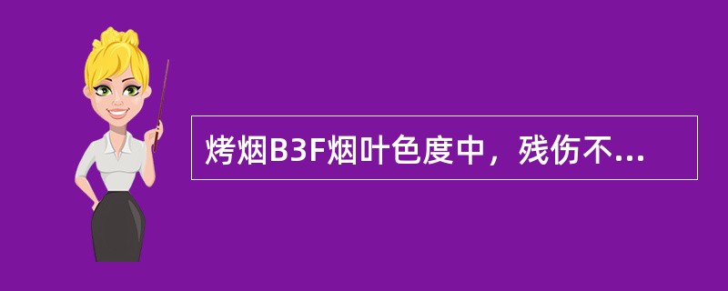 烤烟B3F烟叶色度中，残伤不超过20％。