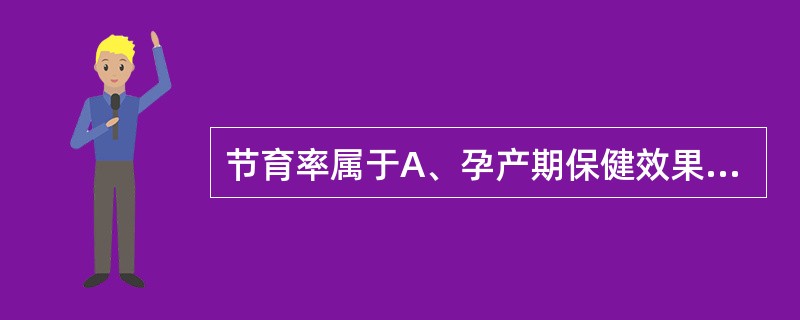 节育率属于A、孕产期保健效果指标B、产科工作质量统计指标C、孕产期保健工作统计指