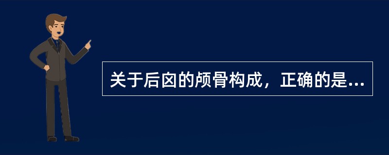 关于后囟的颅骨构成，正确的是A、两块顶骨，一块枕骨B、两块额骨，一块枕骨C、两块