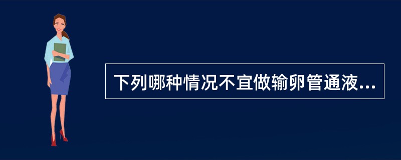 下列哪种情况不宜做输卵管通液检查A、月经干净5天B、术前体温36.8℃C、阴道炎