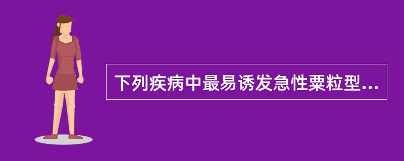 下列疾病中最易诱发急性粟粒型肺结核的是A、麻疹B、水痘C、百日咳D、猩红热E、H