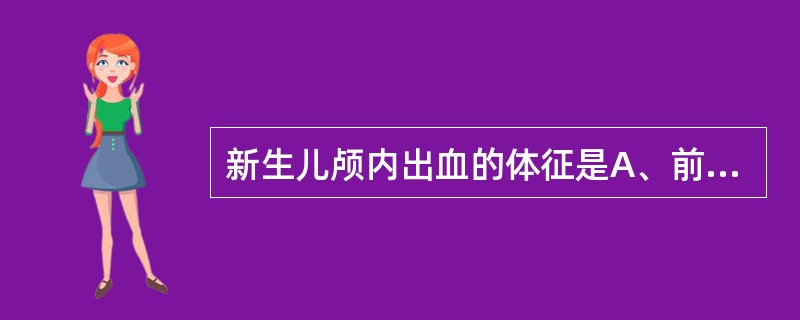 新生儿颅内出血的体征是A、前囟饱满，颅缝增宽B、烦躁搐搦或嗜睡、昏迷C、拥抱反射