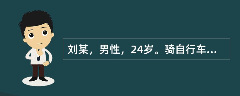 刘某，男性，24岁。骑自行车摔伤右腰部，伤后腰部痛，无肉眼血尿。查尿常规：红细胞