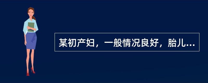 某初产妇，一般情况良好，胎儿足月，左枕前位，胎心140次£¯分，规律宫缩已17小