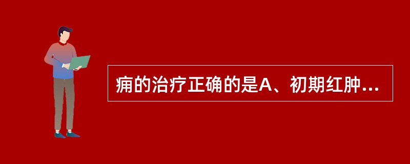 痈的治疗正确的是A、初期红肿时，行冷敷治疗B、已破溃时，不必切开C、切开引流时作