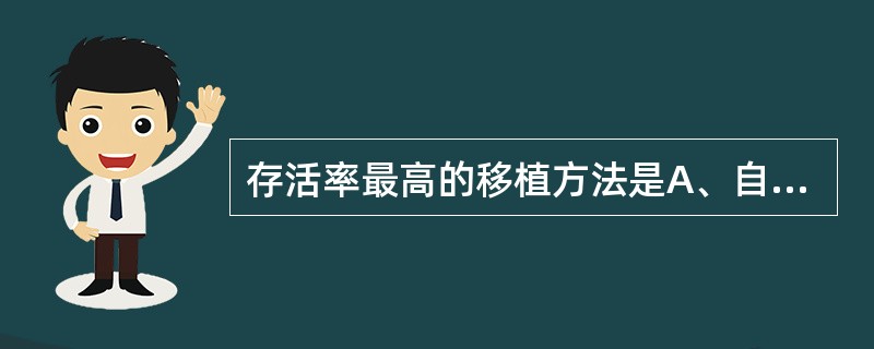 存活率最高的移植方法是A、自体移植B、同质移植C、充分配血及组织配型后移植D、同