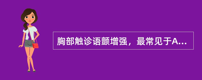 胸部触诊语颤增强，最常见于A、支气管扩张B、支气管哮喘C、气胸D、肺空洞E、肺实