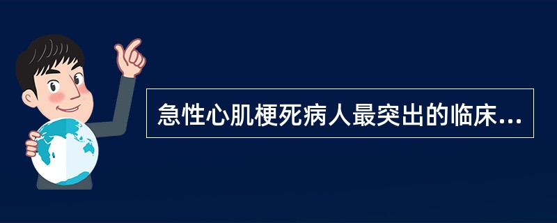 急性心肌梗死病人最突出的临床表现是A、头晕、乏力B、胸闷、心悸C、血压下降D、心