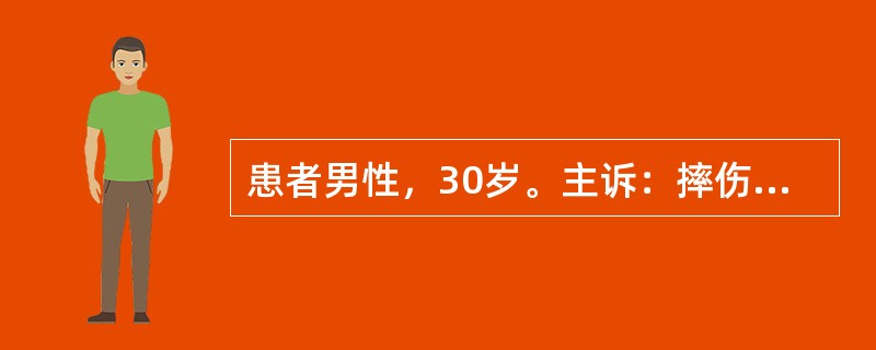 患者男性，30岁。主诉：摔伤后昏迷8min，头痛半小时。病史：患者于半小时前骑车