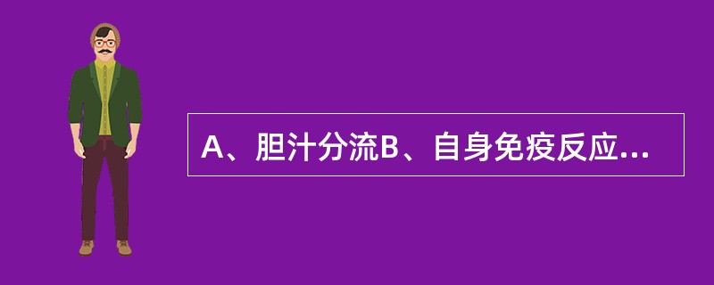 A、胆汁分流B、自身免疫反应C、吸烟D、消炎药物E、幽门螺杆菌感染 A型胃体胃炎