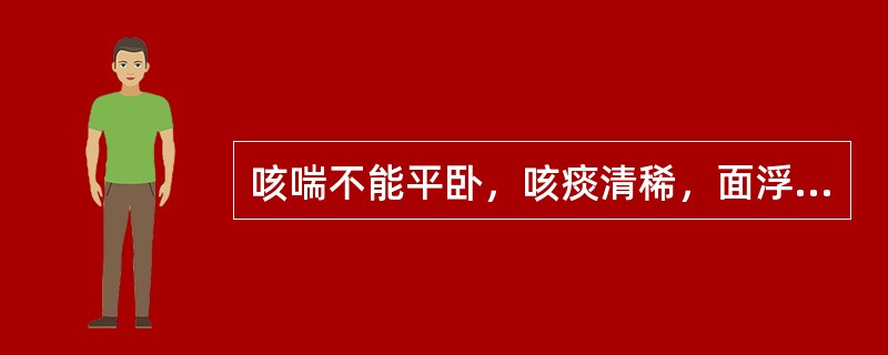 咳喘不能平卧，咳痰清稀，面浮，下肢肿，尿少、脘痞、纳差、心悸、怕冷，面唇青紫，舌