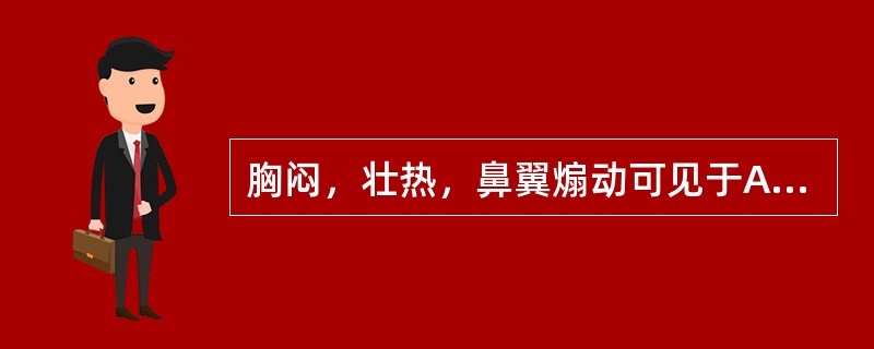 胸闷，壮热，鼻翼煽动可见于A、心气虚B、热邪或痰热壅肺C、痰饮停滞D、寒邪客肺E