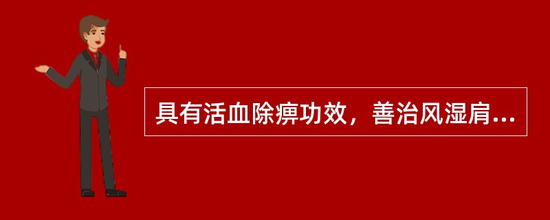 具有活血除痹功效，善治风湿肩臂疼痛的药物是( )A、川芎B、羌活C、鸡血藤D、桑