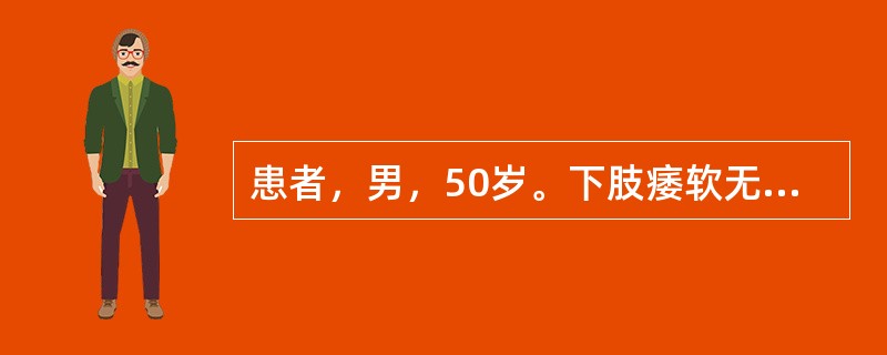 患者，男，50岁。下肢痿软无力半年，逐渐加重，微肿有麻木感，肢体困倦，小便热赤涩