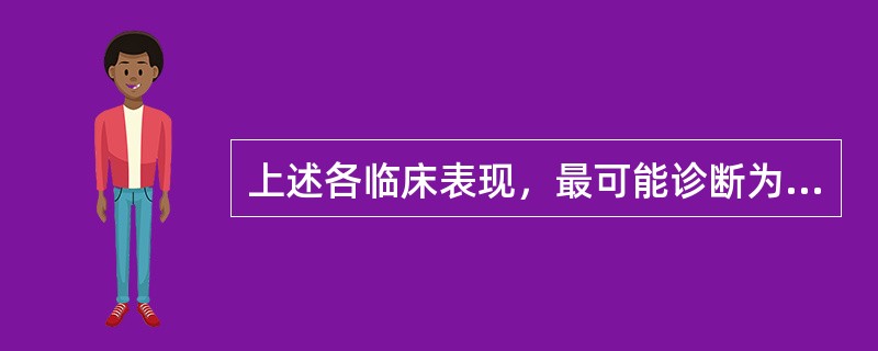 上述各临床表现，最可能诊断为人禽流感的是
