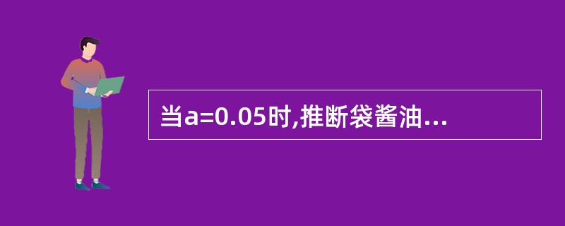 当a=0.05时,推断袋酱油质量的标准差是()。 附:t0.975(8)=2.3