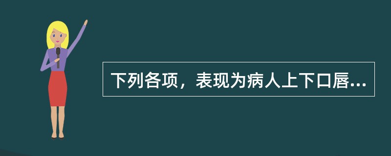 下列各项，表现为病人上下口唇紧聚的是A、口噤B、口撮C、口僻D、口振E、口动 -